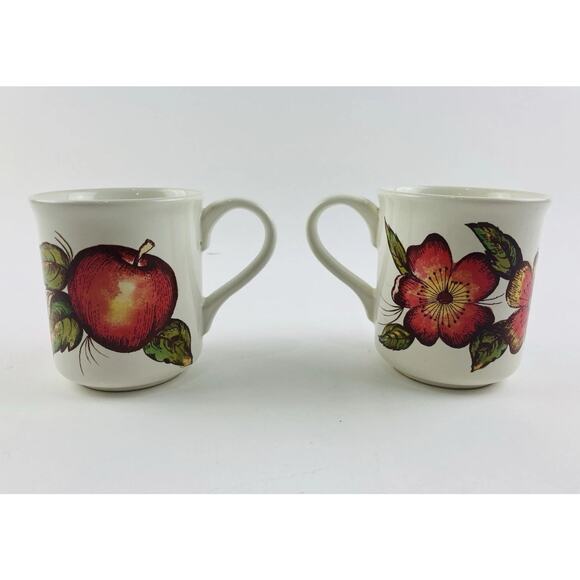 Pier 1 Coffee Mug Made Italy Fruit Hawaiian Flower Earthenware New Harvest Apple - Picture 1 of 12